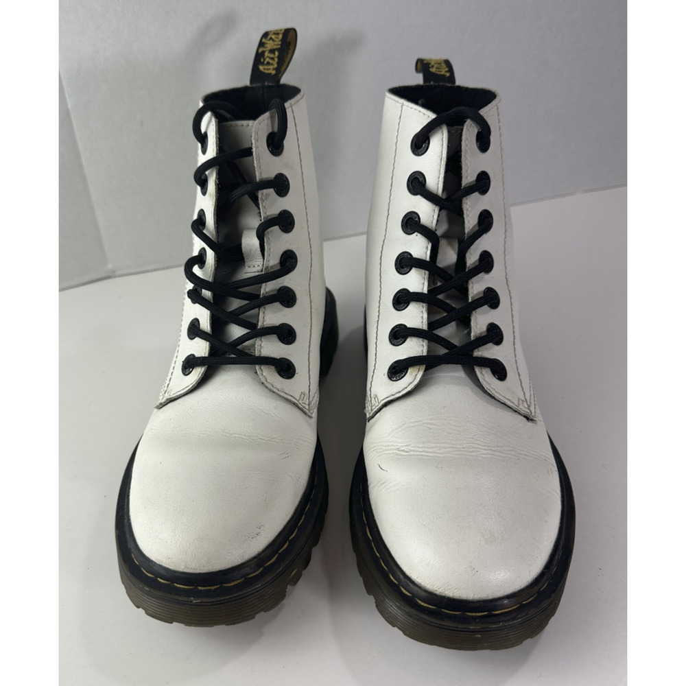 Dr. Martens Luana White Leather Lace Up Combat Ankle Boots AW004 Women’s Size 7 - Picture 2 of 16